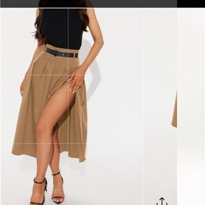 Elegant Tan Skirt with Belt